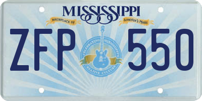 MS license plate ZFP550