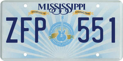 MS license plate ZFP551