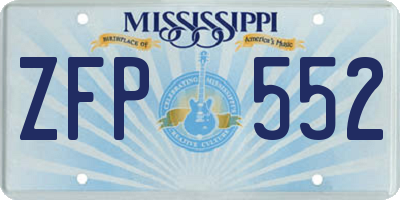 MS license plate ZFP552