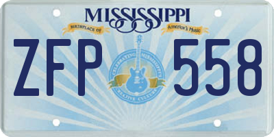 MS license plate ZFP558