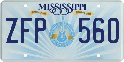 MS license plate ZFP560