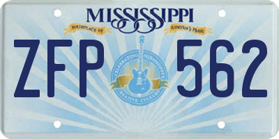 MS license plate ZFP562