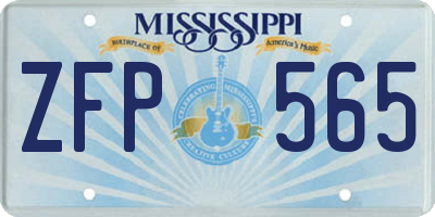 MS license plate ZFP565