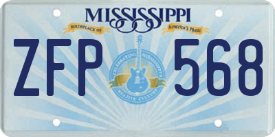 MS license plate ZFP568