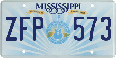MS license plate ZFP573