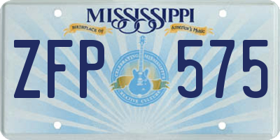 MS license plate ZFP575