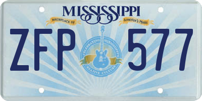 MS license plate ZFP577