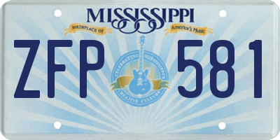 MS license plate ZFP581