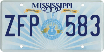 MS license plate ZFP583