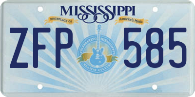 MS license plate ZFP585
