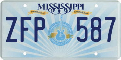 MS license plate ZFP587
