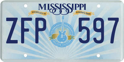 MS license plate ZFP597
