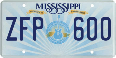 MS license plate ZFP600