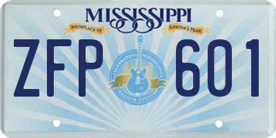 MS license plate ZFP601