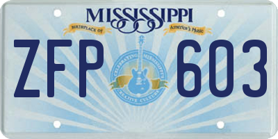MS license plate ZFP603