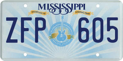 MS license plate ZFP605