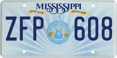 MS license plate ZFP608
