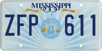 MS license plate ZFP611