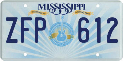 MS license plate ZFP612