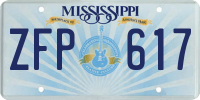 MS license plate ZFP617