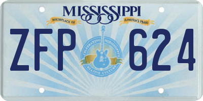MS license plate ZFP624