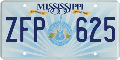 MS license plate ZFP625