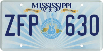 MS license plate ZFP630
