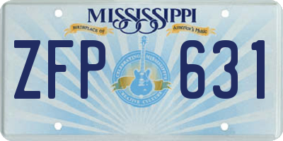 MS license plate ZFP631