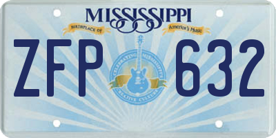 MS license plate ZFP632
