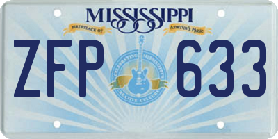 MS license plate ZFP633