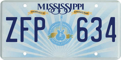 MS license plate ZFP634