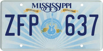 MS license plate ZFP637
