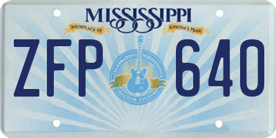 MS license plate ZFP640