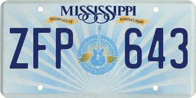 MS license plate ZFP643