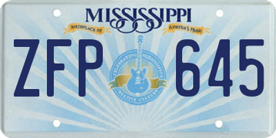 MS license plate ZFP645
