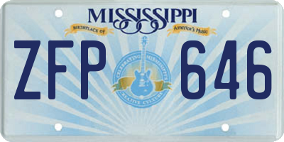 MS license plate ZFP646
