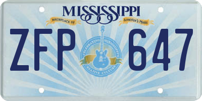 MS license plate ZFP647