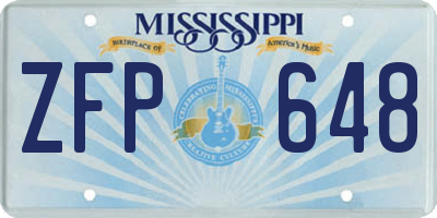 MS license plate ZFP648