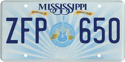 MS license plate ZFP650
