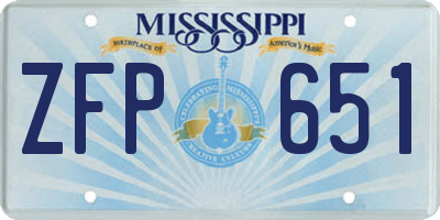 MS license plate ZFP651