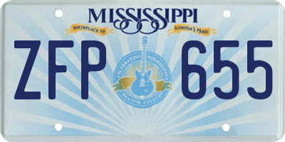 MS license plate ZFP655