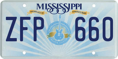 MS license plate ZFP660