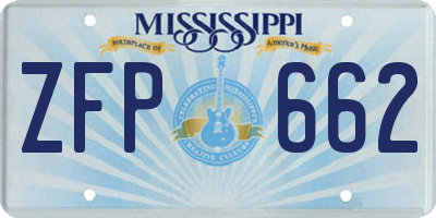 MS license plate ZFP662