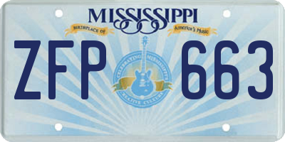 MS license plate ZFP663