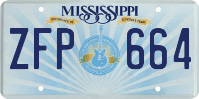 MS license plate ZFP664