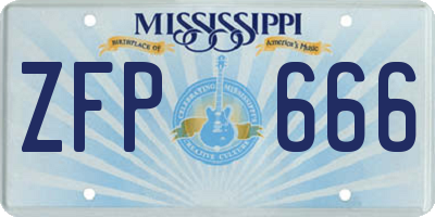 MS license plate ZFP666