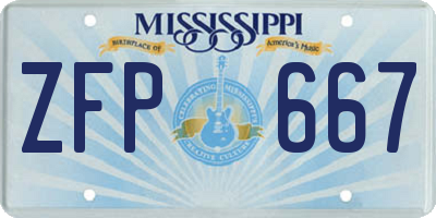 MS license plate ZFP667