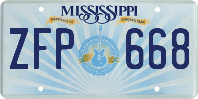 MS license plate ZFP668