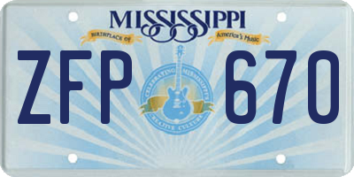 MS license plate ZFP670