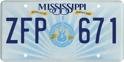 MS license plate ZFP671